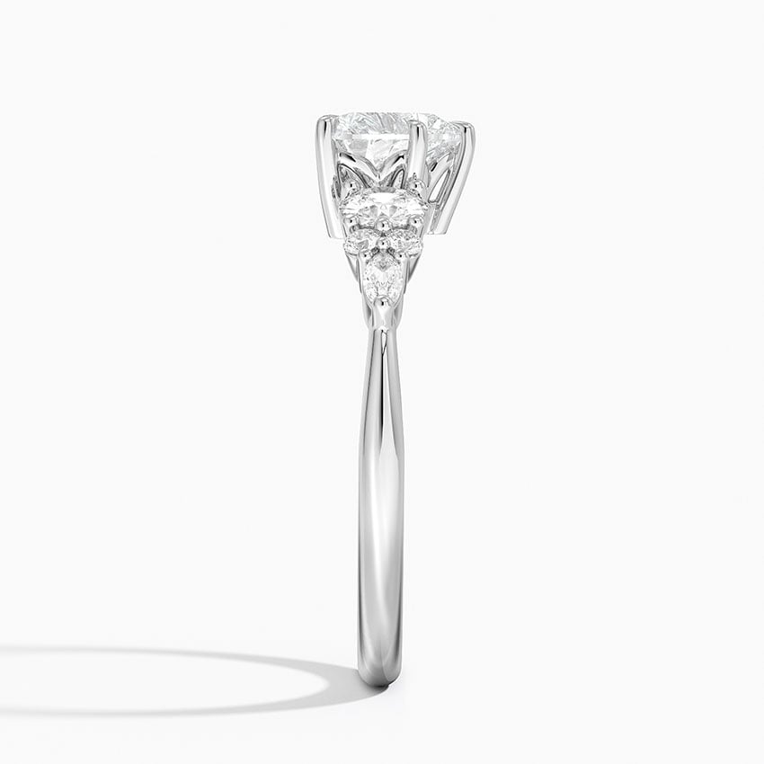 Nadia Three Stone Diamond Ring Platinum Heart Engagement Ring
