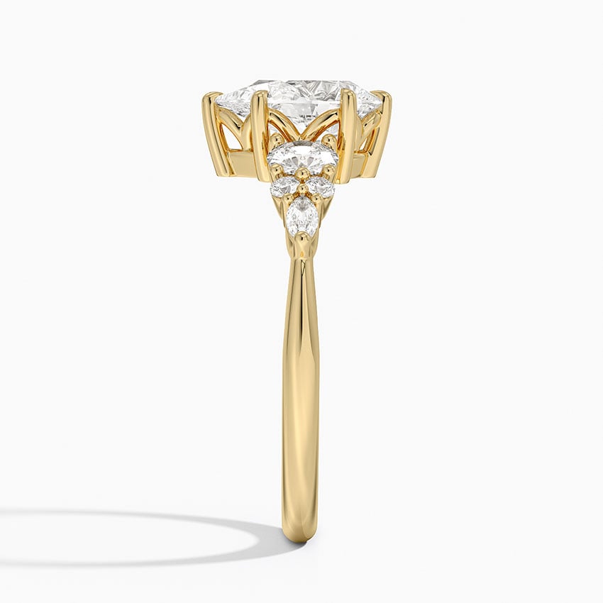 Nadia Three Stone Diamond Ring Yellow Gold 18k Pear Engagement Ring