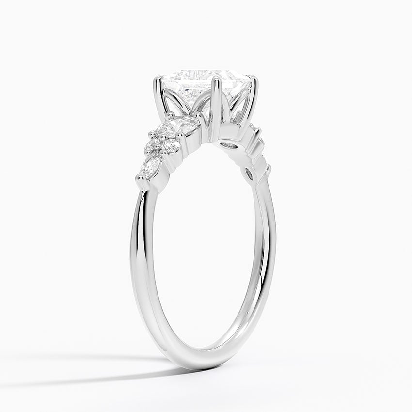 Nadia Three Stone Diamond Ring Platinum Princess Engagement Ring