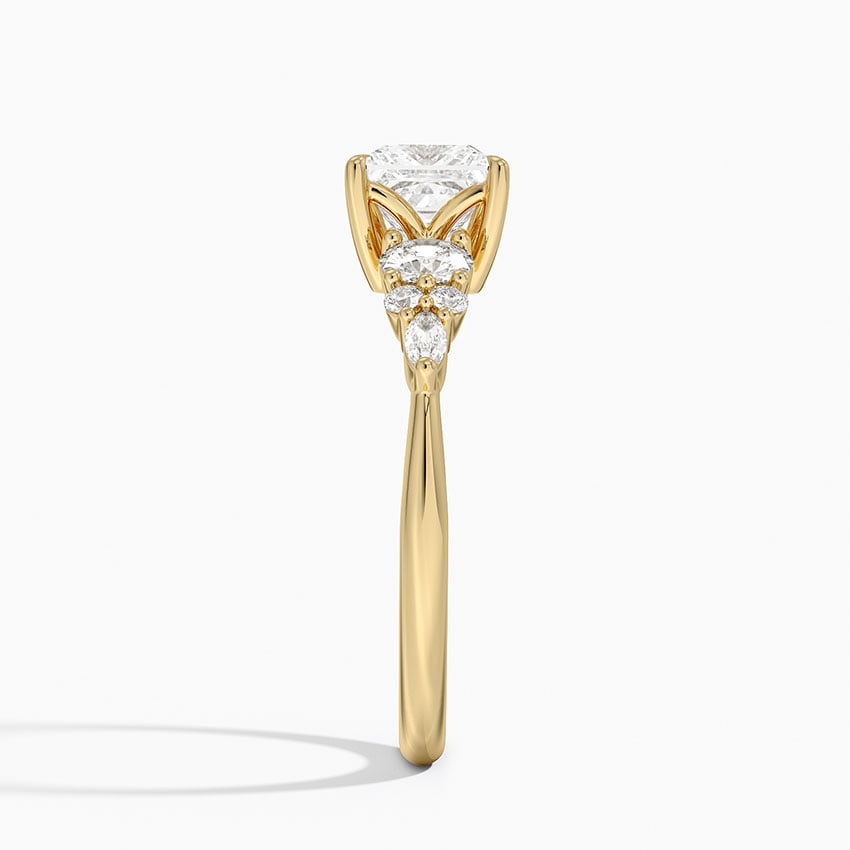Nadia Three Stone Diamond Ring Yellow Gold 18k Princess Engagement Ring
