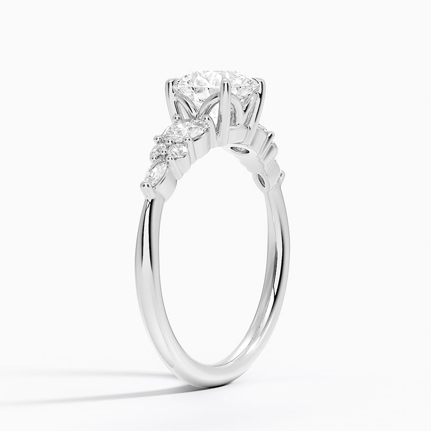 Nadia Three Stone Diamond Ring Platinum Round Engagement Ring