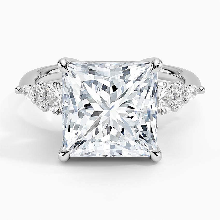 Nadia Three Stone Diamond Ring Platinum Princess Engagement Ring