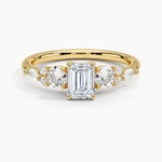 Nadia Three Stone Diamond Ring Yellow Gold 18k Emerald Engagement Ring