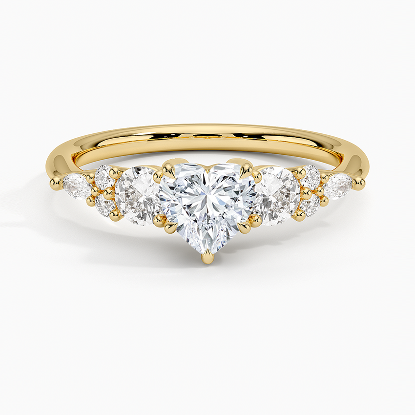 Nadia Three Stone Diamond Ring Yellow Gold 18k Heart Engagement Ring
