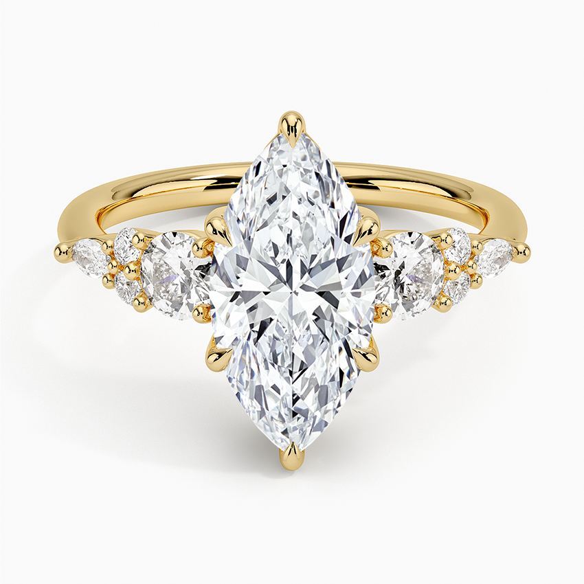 Nadia Three Stone Diamond Ring Yellow Gold 18k Marquise Engagement Ring