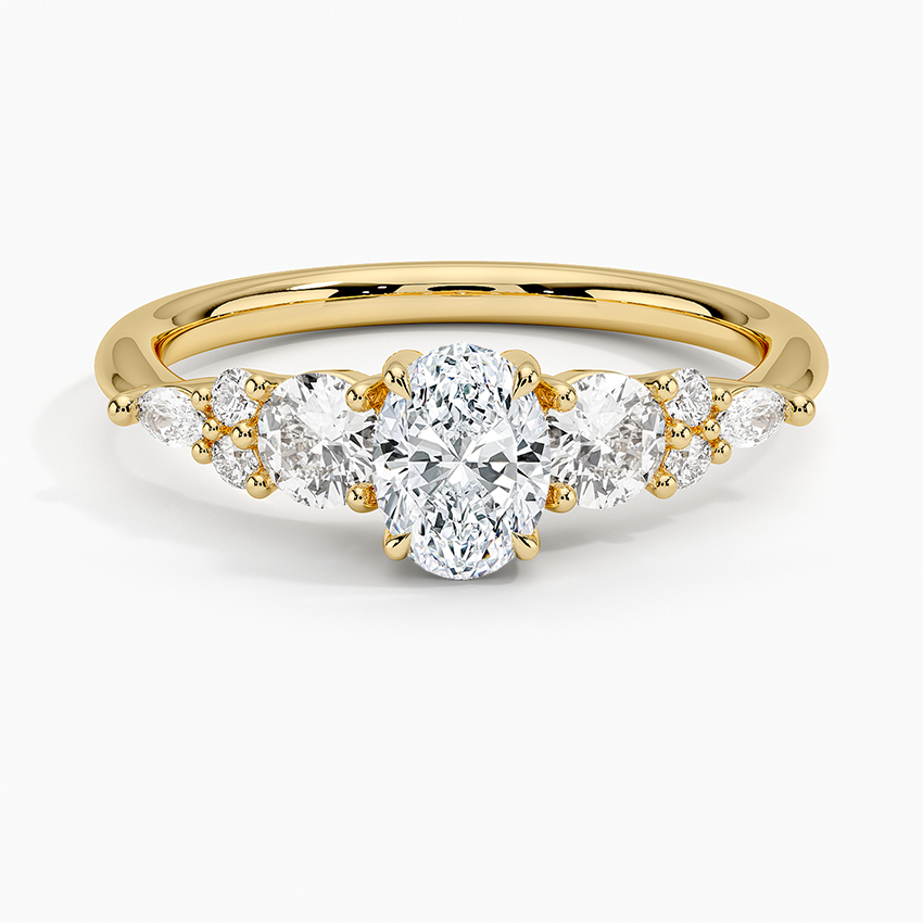 Nadia Three Stone Diamond Ring Yellow Gold 18k Oval Engagement Ring