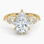 Nadia Three Stone Diamond Ring Yellow Gold 18k Pear Engagement Ring