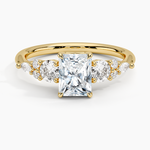 Nadia Three Stone Diamond Ring Yellow Gold 18k Radiant Engagement Ring