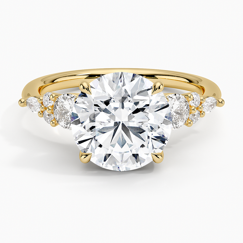 Nadia Three Stone Diamond Ring Yellow Gold 18k Round Engagement Ring