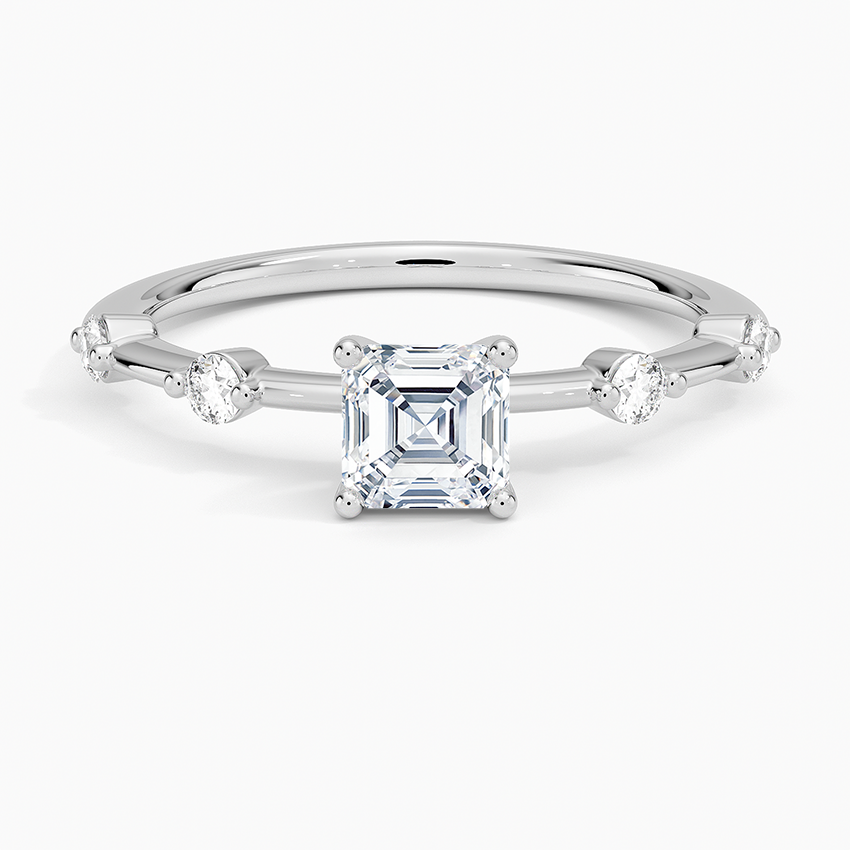 Aimee 1.4mm Diamond Ring Platinum Asscher Engagement Ring