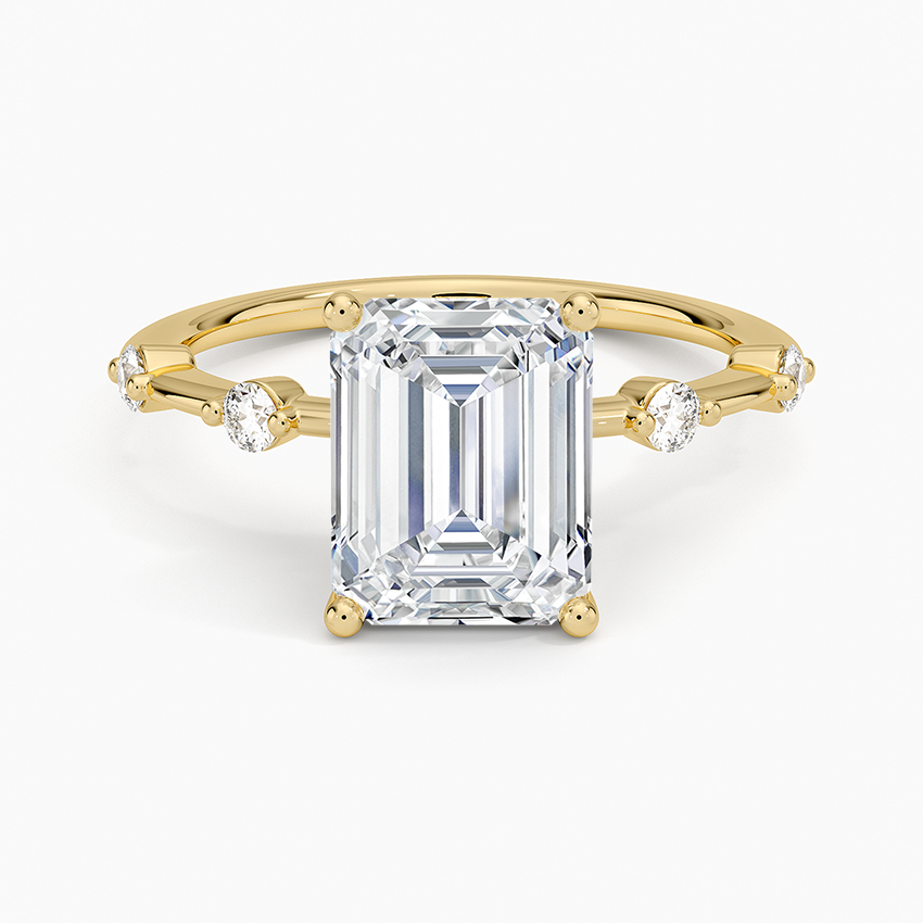Aimee 1.4mm Diamond Ring Yellow Gold 18k Emerald Engagement Ring