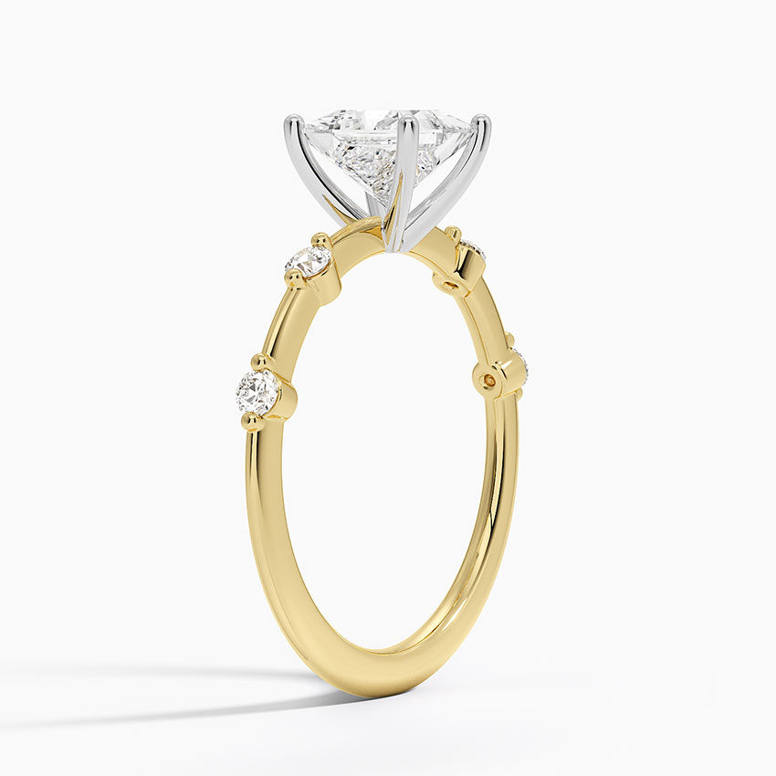 Mixed Metal Aimee Diamond Ring Yellow Gold 18k Princess Engagement Ring