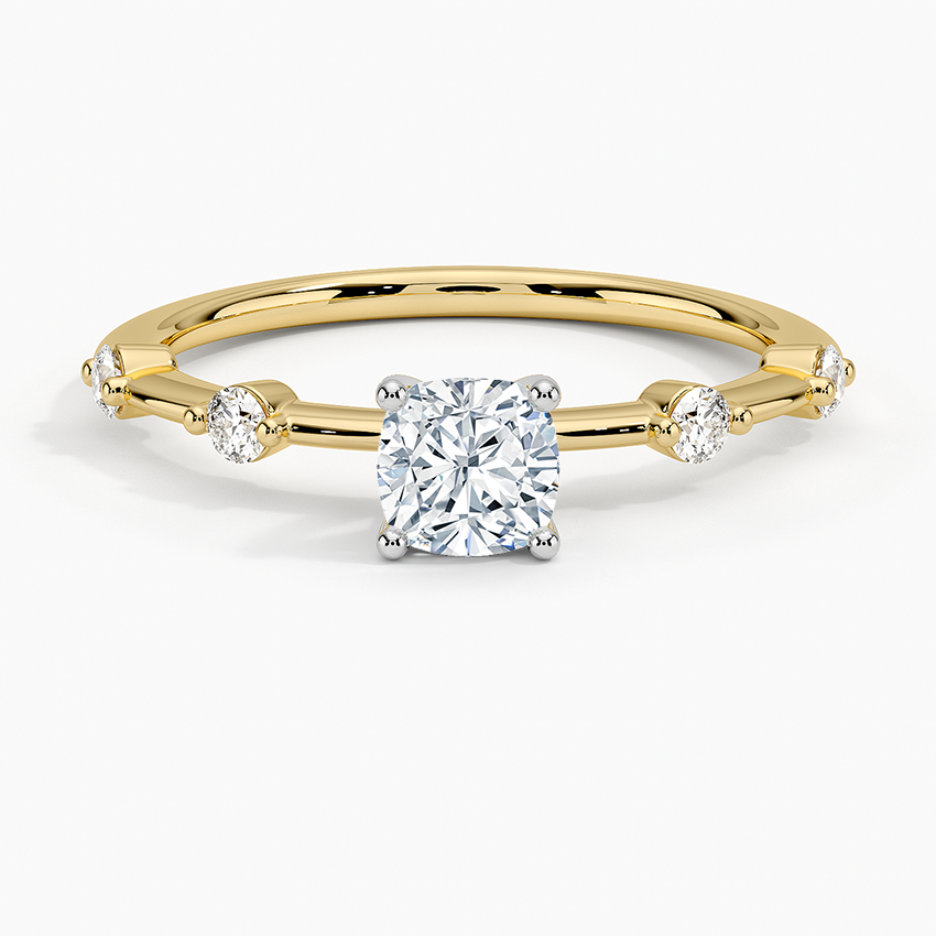 Mixed Metal Aimee Diamond Ring White Gold 18k Cushion Engagement Ring