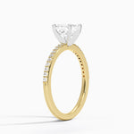 Delicate Shared Prong Diamond Ring Yellow Gold 18k Asscher Engagement Ring