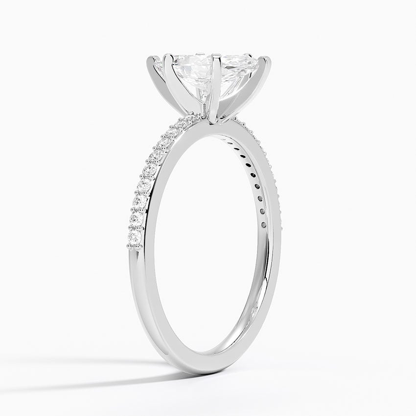 Delicate Shared Prong Diamond Ring Platinum Marquise Engagement Ring