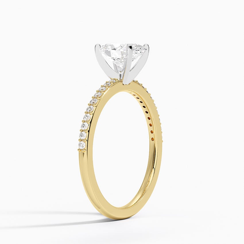 Delicate Shared Prong Diamond Ring Yellow Gold 18k Oval Engagement Ring