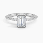 Delicate Shared Prong Diamond Ring Platinum Emerald Engagement Ring