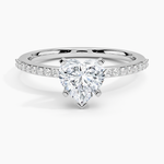 Delicate Shared Prong Diamond Ring Platinum Heart Engagement Ring