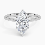 Delicate Shared Prong Diamond Ring Platinum Marquise Engagement Ring