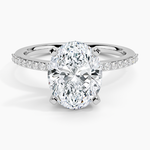 Delicate Shared Prong Diamond Ring Platinum Oval Engagement Ring