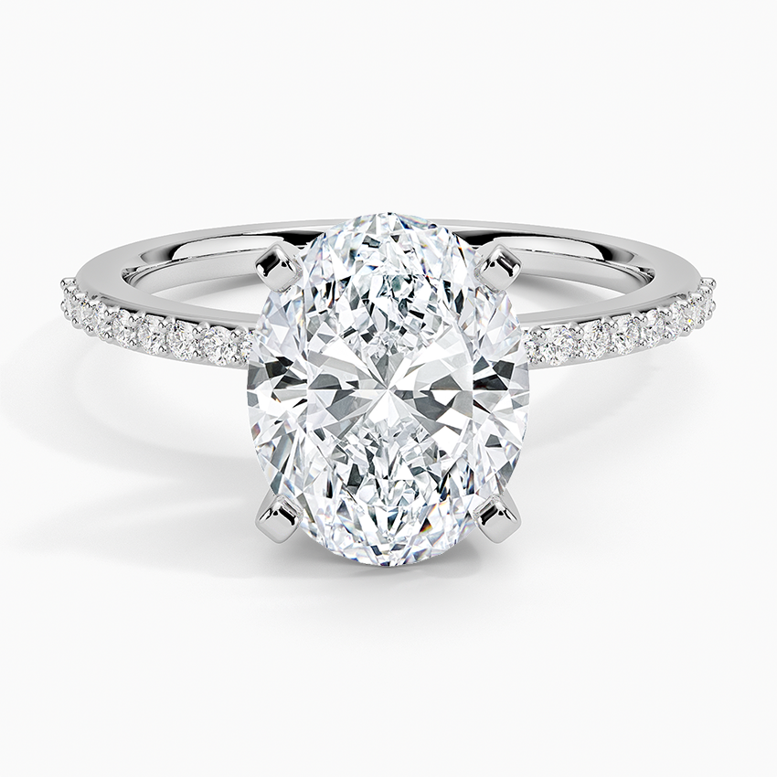 Delicate Shared Prong Diamond Ring Platinum Oval Engagement Ring