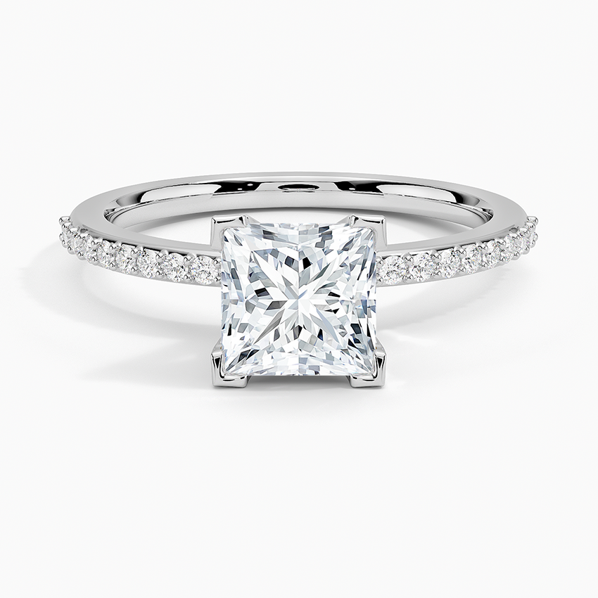 Delicate Shared Prong Diamond Ring Platinum Princess Engagement Ring