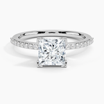 Delicate Shared Prong Diamond Ring Platinum Princess Engagement Ring