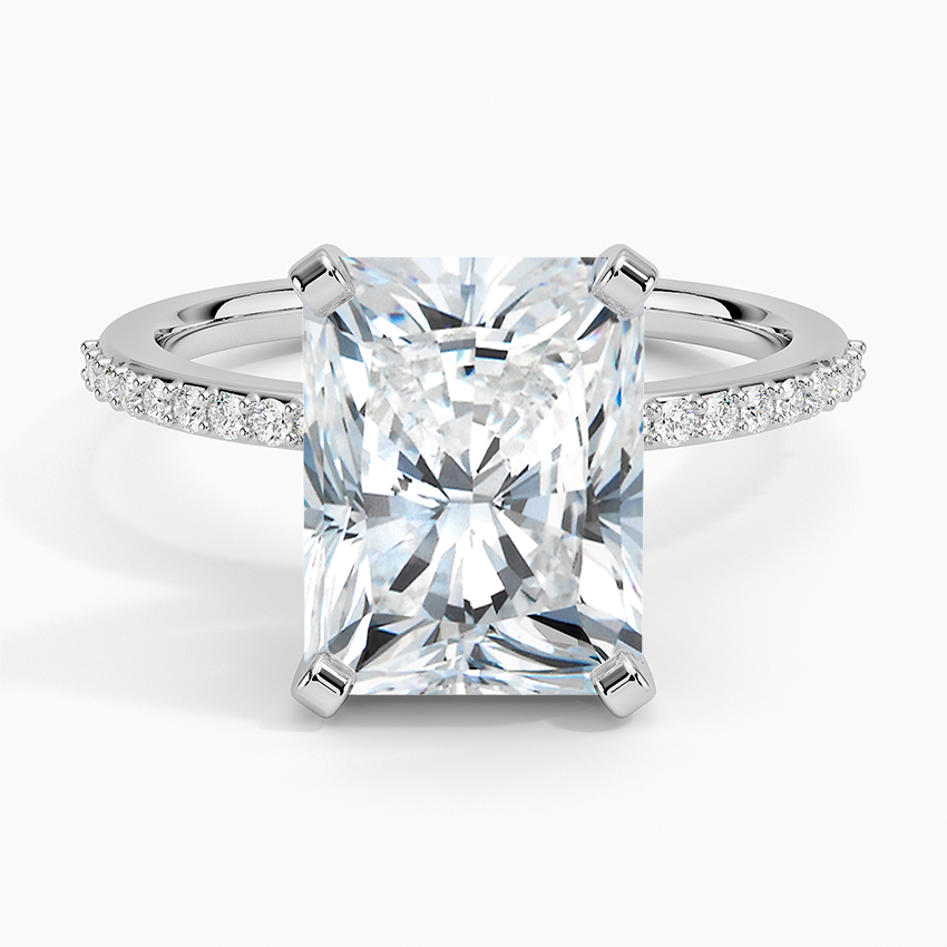 Delicate Shared Prong Diamond Ring Platinum Radiant Engagement Ring