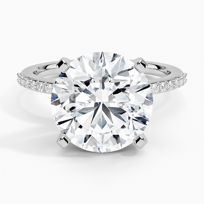 Delicate Shared Prong Diamond Ring Platinum Round Engagement Ring