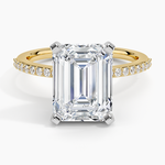 Delicate Shared Prong Diamond Ring Yellow Gold 18k Emerald Engagement Ring