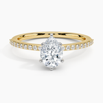 Delicate Shared Prong Diamond Ring Yellow Gold 18k Pear Engagement Ring