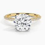Delicate Shared Prong Diamond Ring Yellow Gold 18k Round Engagement Ring