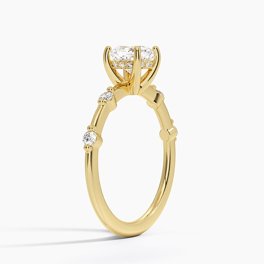 Aimee Hidden Halo Diamond Ring Yellow Gold 18k Cushion Engagement Ring