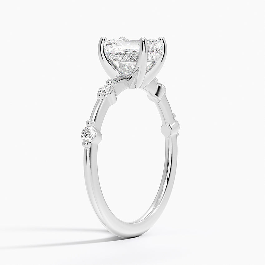 Aimee Hidden Halo Diamond Ring Platinum Emerald Engagement Ring