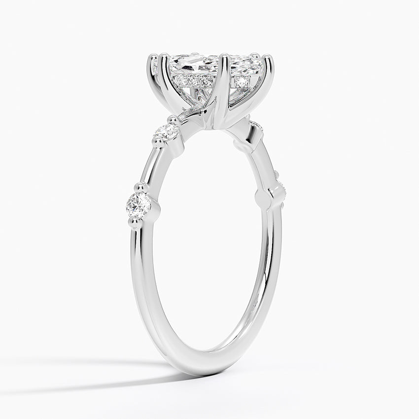 Aimee Hidden Halo Diamond Ring Platinum Marquise Engagement Ring