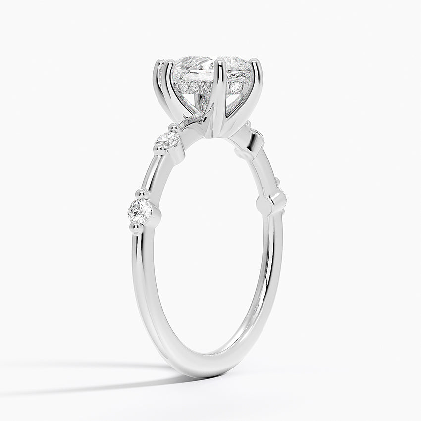 Aimee Hidden Halo Diamond Ring Platinum Pear Engagement Ring