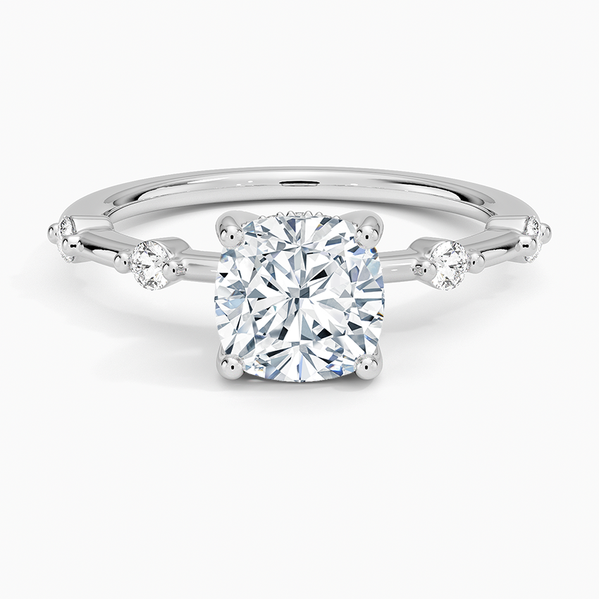 Aimee Hidden Halo Diamond Ring Platinum Cushion Engagement Ring