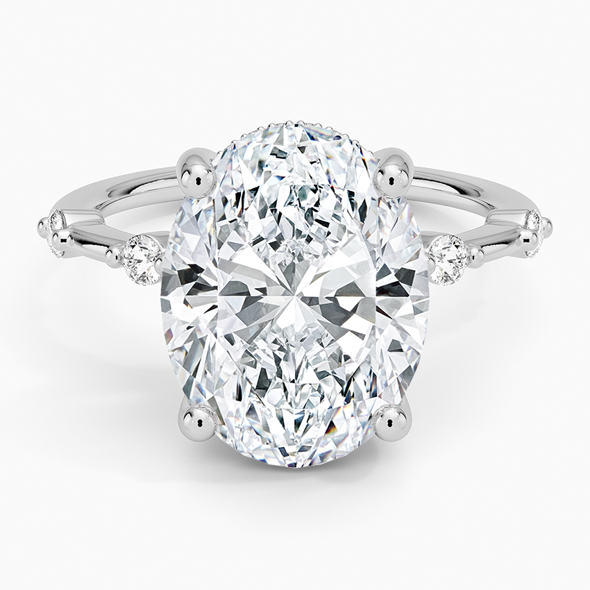 Aimee Hidden Halo Diamond Ring Platinum Oval Engagement Ring