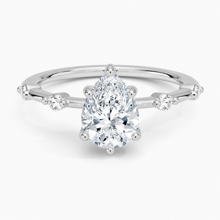 Aimee Hidden Halo Diamond Ring Platinum Pear Engagement Ring