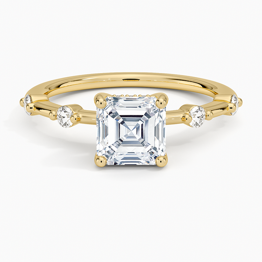 Aimee Hidden Halo Diamond Ring Yellow Gold 18k Asscher Engagement Ring