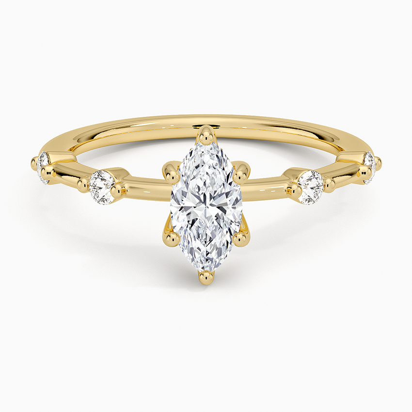 Aimee Hidden Halo Diamond Ring Yellow Gold 18k Marquise Engagement Ring