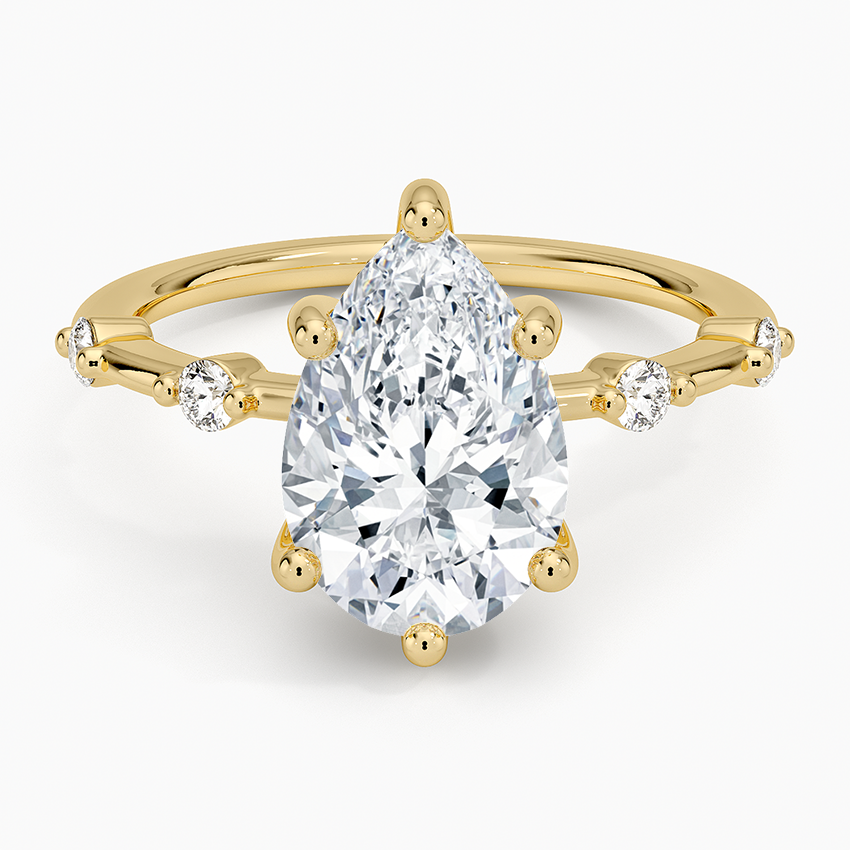 Aimee Hidden Halo Diamond Ring Yellow Gold 18k Pear Engagement Ring