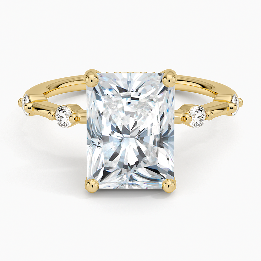 Aimee Hidden Halo Diamond Ring Yellow Gold 18k Radiant Engagement Ring