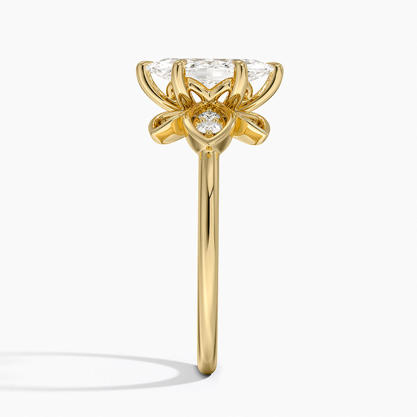 Luxe Fiore Diamond Ring Yellow Gold 18k Marquise Engagement Ring