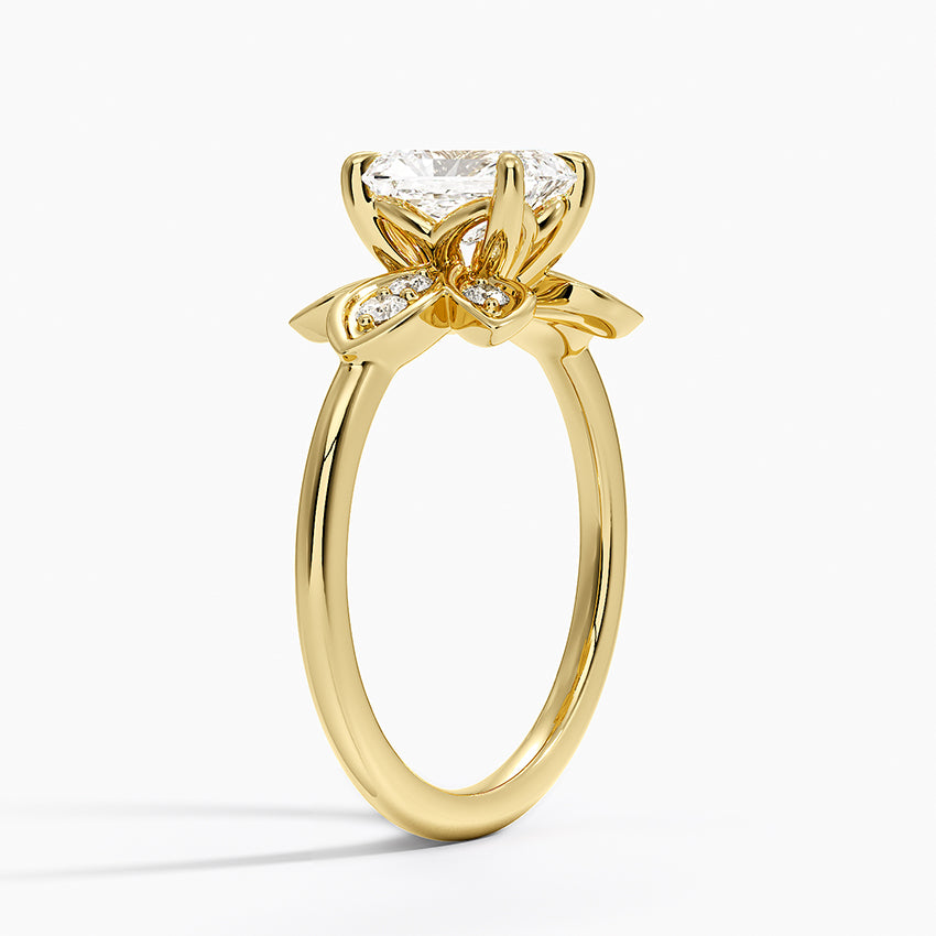 Luxe Fiore Diamond Ring Yellow Gold 18k Radiant Engagement Ring
