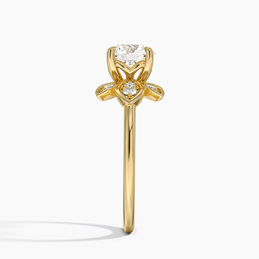 Luxe Fiore Diamond Ring Yellow Gold 18k Round Engagement Ring