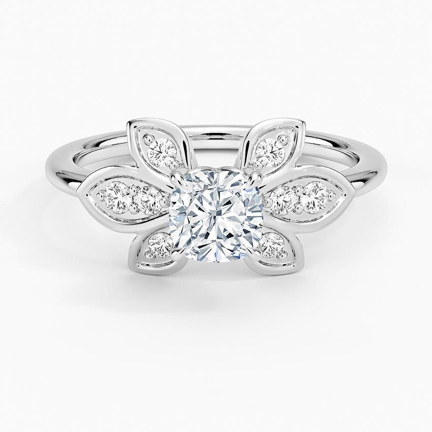 Luxe Fiore Diamond Ring Platinum Cushion Engagement Ring