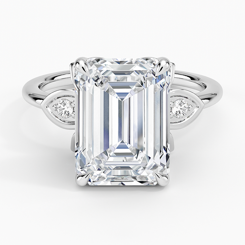 Luxe Fiore Diamond Ring Platinum Emerald Engagement Ring