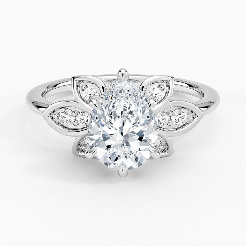 Luxe Fiore Diamond Ring Platinum Pear Engagement Ring