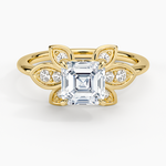 Luxe Fiore Diamond Ring Yellow Gold 18k Asscher Engagement Ring
